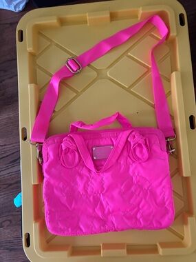 Marc Jacobs Bright Pink Women's Quilted laptop Crossbody Tote - Designer Plate